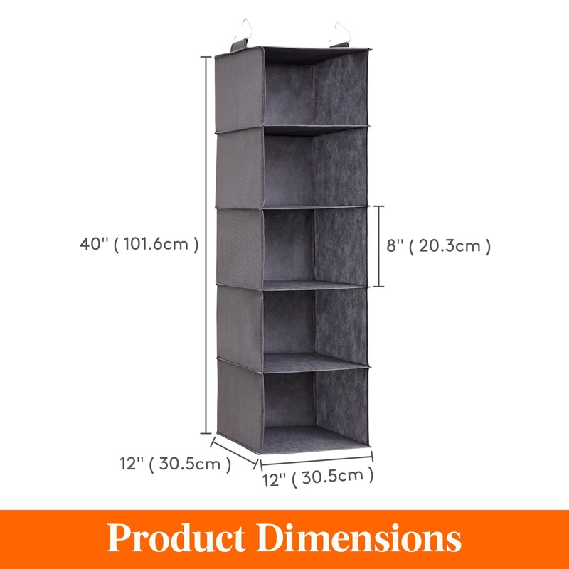 Lifewit Hanging Shelf with 5 Compartments, Closet Organizer with 2
