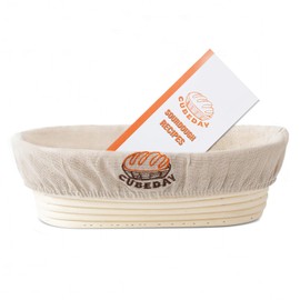 CUBEDAY Artisan Oval Banneton Basket – 10” Premium Handwoven Rattan Brotform with Liner for Professional Sourdough & Rustic Breads, Sourdough Bread Baking Suppliers