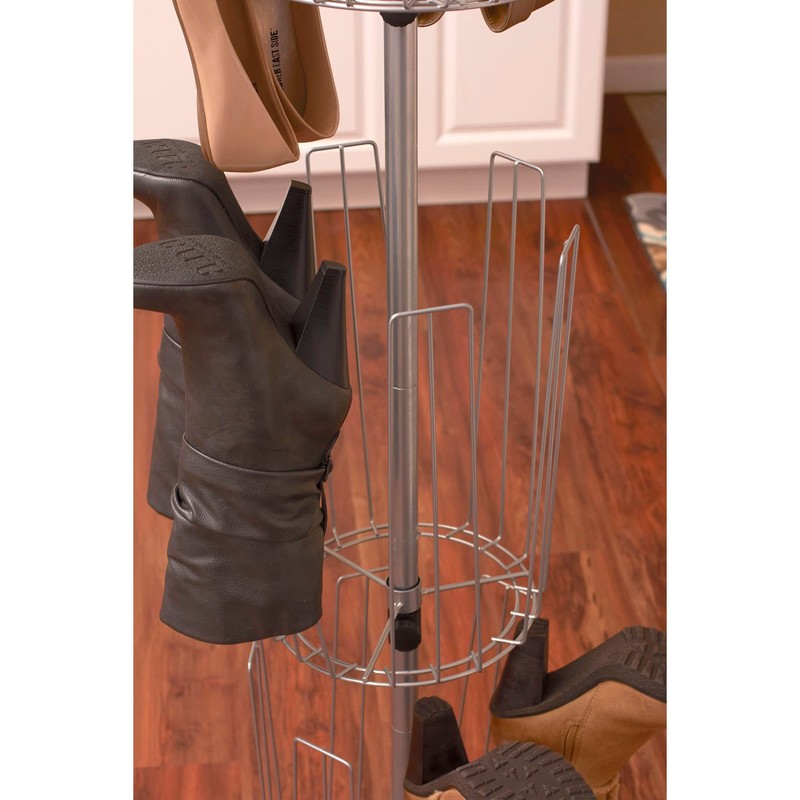 Household Essentials 2132-1 Metal 3-Tier Revolving Shoe and Boot Rack