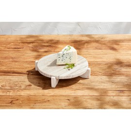 Mud Pie Marble Wood Pedestal, 2" x 8 1/2" dia, Brown