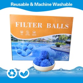 Haeaqtar 3lbs Pool Filter Balls for Sand Filter, Reusable Pool Sand Filter Balls, Efficient Pool Fiber Filter Balls, Blue Filter Media Balls for Pool (Equals 55lbs Pool Filter Sand) (Blue)