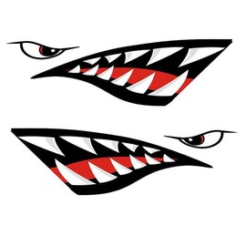 MOOCY 2Pcs Shark Teeth Mouth Kayak Stickers，Kayak Decals Waterproof DIY Funny Graphics Accessories for Kayak Canoe Fishing Boat Car Truck Jet Ski Hobie Dagger Ocean Boat Decoration