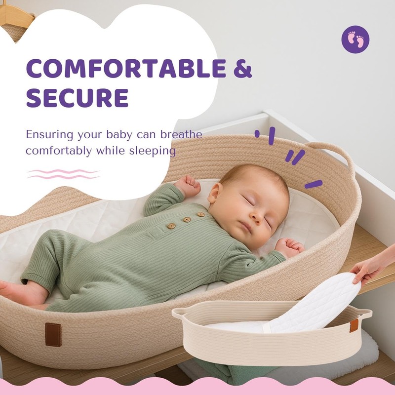 Crescent Textile Moses Pram Basket Mattress Extra Thick Super Soft