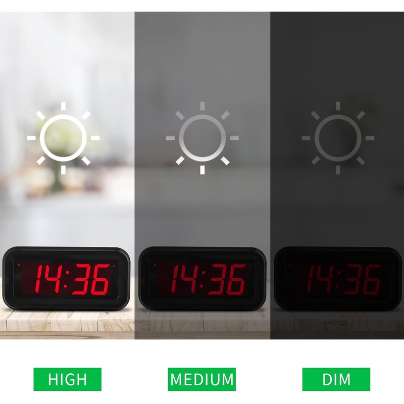Alarm Clock, LED Digital Clock, Small Wall Clock, Battery Operated,