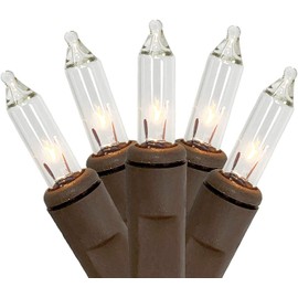 Holiday Pride Brown Mini Lights - Clear White Lights with Brown Wire - Indoor / Outdoor Use - UL Listed - Set of 100