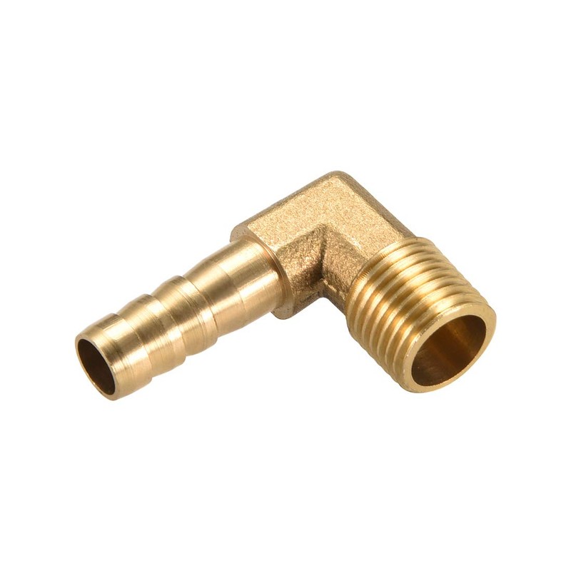 sourcing map Brass Barb Hose Fitting, 90 Degree Elbow 8mm