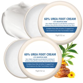 Urea Cream 60% for Feet & Dry Cracked Skin - Urea Foot Cream 60 Percent - Repairing Foot Moisturizer Balm for Cracked Heels And Dry Skin - Skin Care For Heels, Knees, Elbows & Hands - 2pcs