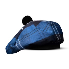 Scottish Hat Tam o Shanter Scottish Bonnet Tartan hat Acrylic Wool with Pompom (US, Alpha, One Size, Standard, Blue Ramsey)