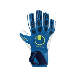 uhlsport Men's Hyperact Supersoft Goalkeeper Gloves, Night blue/white/fluorescent yellow