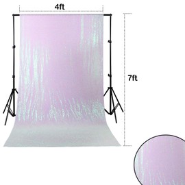 Trimming Shop 4ft x 7ft Iridescent White Sequin Backdrop Photography Background Shiny Fabric Glitter Curtain Backdrop Photo Studio Background for Birthday Wedding Reception Party Christmas Decoration