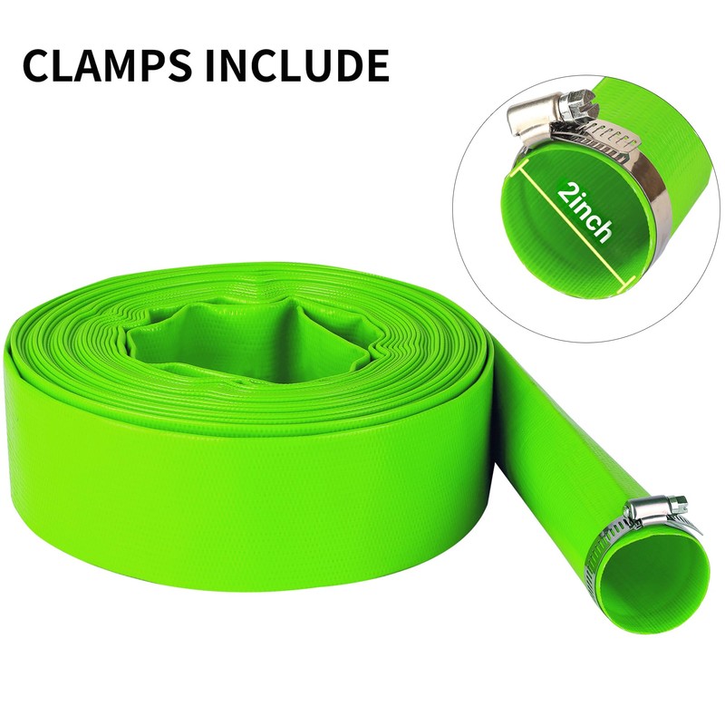 2 inch x 100 FT Pool Backwash Hose, Green Heavy