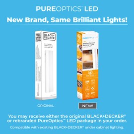 PureOptics LED Battery Operated Under Cabinet Lighting, Motion Sensor On/Off, Warm White LED, Stick-On Install for Kitchen & Closets - 1 Bar