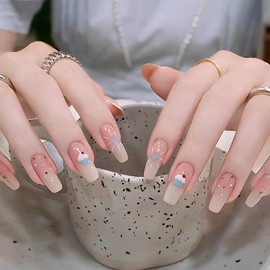 [ALLEVG] Nail Tips, 24 Pieces, Nail Tips, Pink, Autumn & Winter, Popular, Japanese Style, Cute, Simple, Stylish, Coming of Age Ceremony, School Entrance Ceremonies, Graduation Ceremonies, Weddings,