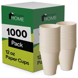 EconoHome 12 oz 1000 Pack Disposable Coffee Paper Cups - Paper Cups for Hot and Cold Drinks, Tea, Water, and Juice