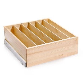 Mulush Pull Out Cabinet Organizer with Divider, 22''W×21''D×7''H Soft Close Wood Drawer for Kitchen Pantry, Finished, Heavy-Duty, Bottom Assembly (Wood Drawer Part Width is 21'')