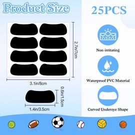 Eye Black Stickers, 200 PCS Football Eye Black Stickers Eyeblack Sticker for Kids Self-Adhesive Face Sticker for Athletes Cheerleaders Fans Baseball Softball Sport Game Day Themed Party Supplies