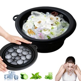 Face Bowl for Ice, Bol de Hielo Facial Plegable, Bandeja de Hielo Integrada para Terapia Facial Fría, Baño de Hielo Portátil para el Cuidado de la Piel en Casa y Viajes, Negro