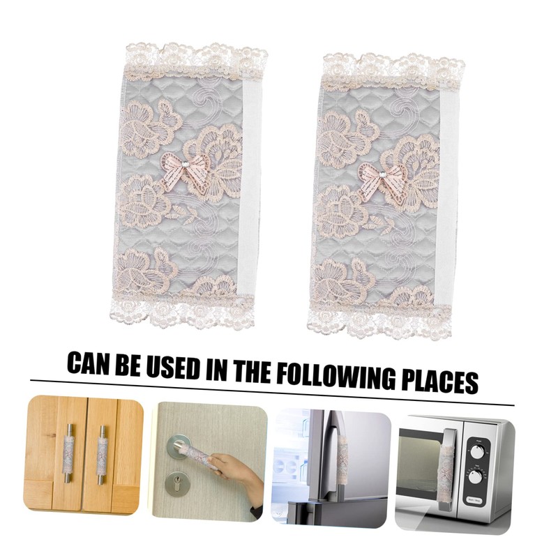 jojofuny 2pcs Refrigerator Handle Gloves Oven Handle Cover Lace Fridge