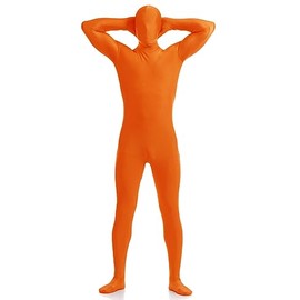 Aniler Men's and Women's Spandex Full Body Zentai Costume Bodysuit (Medium, Orange)