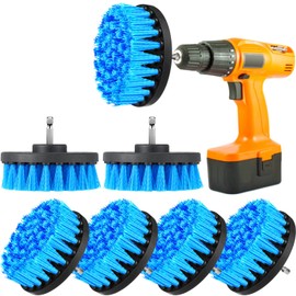 Drill Brush Attachment Power Scrubber Cleaning Kit Multi Purpose Drill Brush Set Drill Scrubber Brush Kit Cleaning Brushes for Drill Bathroom Surfaces Tub Grout Shower Kitchen (Blue, 6 Pcs)