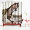 OuElegent Fish Shower Curtain Trout Fish Jumping Bathroom Curtain Lake