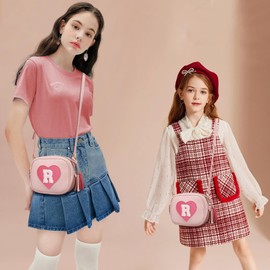 KKXIU Kids Purse Toddler Gifts for Girls and Women Vegan Leather Crossbody Bag with Tassel, R, Cute