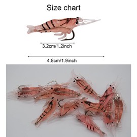 30pcs Soft Shrimp Lures with Hook Pink/White/Green Crappie Micro Grass Shrimp for Trout Bass (Pink-30pcs)