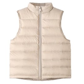 NATUST Children's Down Vest Girls Boys Winter Lightweight Sleeveless Quilted Vest Zip, beige