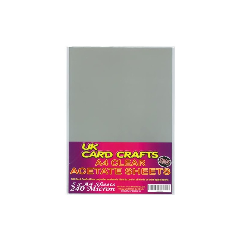 A4 Clear Acetate 240 Micron x 5 Sheets - UKCC0233