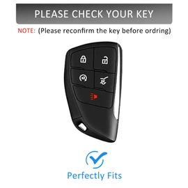 Qunzes Key Fob Cover with Heavy-duty Keychain For Chevy Silverado 1500 GMC Sierra 1500 Silverado Sierra 2500HD 3500HD 2022-2025 (Brown)