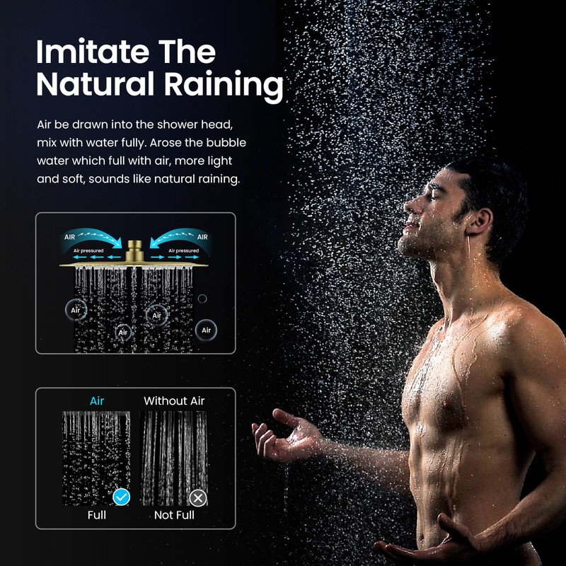 KIBI Cube 12 Inch Ultra Thin Metal Rainfall Shower Head