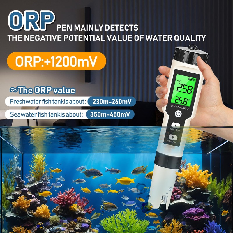 Hydrogen Water Tester 4 in 1 PH,H2,ORP&Temp,pH Meter ORP Meter
