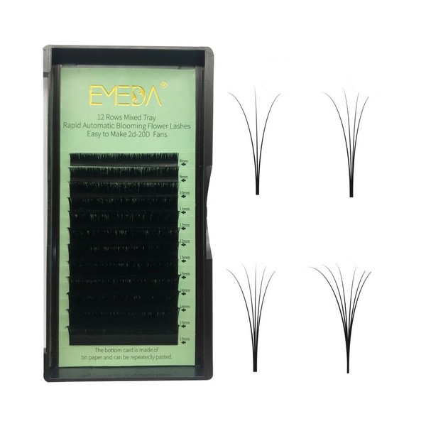 EMEDA Easy Fan Lash Extesions Volume Lash Extensions 03 05 07 C/D Curl 8-25mm Eyelash Extensions (0.07 C Curl 8-15mm Mix Tray)