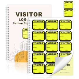 1 Pack of Visitor Badges Registry Log with Carbon Copy Protecting Privacy Pages Visitor Stickers 8.5x11 Inch Visitor Log Book School Church Business Pass Guest Book - 225 Badges 30 Memo Pages (1)