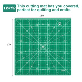 Headley Tools 12"x12" Rotating Cutting Mat, Self Healing Mat with 360-Degree Rotation & Anti-Slip Base, Sewing Board Cutting Mat Perfect for Fabric Quilting Leather Hobby Project, Green