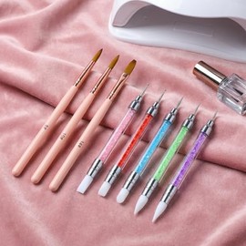 Nail Polish Brush Rosa 8 Piezas Pinceles Uas, Silicona Gel