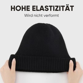 BARFULKER Beanie Hat Women Men Winter Beanie Hat Warm Winter Hat Thermal Stretchy Knitted Hats Comfortable Wool Hat Windproof Running Hats Warm Lining Gift Unisex, Black013