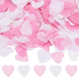 Biodegradable Confetti Wedding – 50g (5000pcs) Heart Shaped Paper Confetti in Pink & White for Wedding & Celebrations