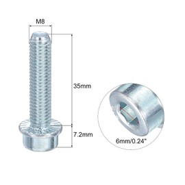 sourcing map M8x35mm Hex Socket Head Cap Screws, 30Pcs Carbon Steel Flanged Bolt Full Thread Screw Machine Screws for Machinery, Home Repairs and Fixtures