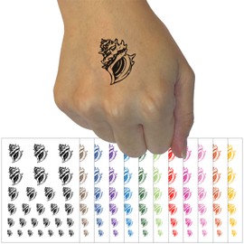Conch Sea Shell Ocean Beach Tropical Temporary Tattoo Water Resistant Fake Body Art Set Collection - White (One Sheet)