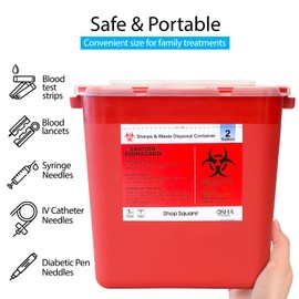 Sharps Containers for Home Use 2 Gallon (2-Pack) Needle Disposal, Professional Grade Biohazard Containers