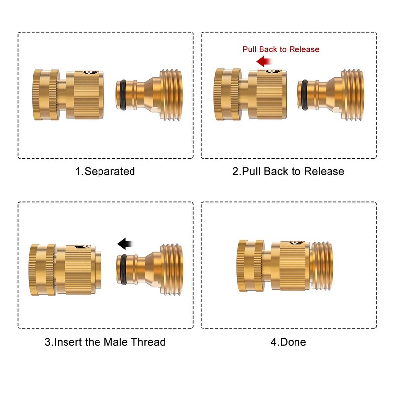 Kesfitt Garden Hose Quick Connect 3/4 Inch GHT Solid Brass