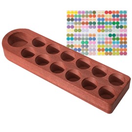 RoseFlower Ebony Essential Oil Holder Stand – 1 Large & 12 Small Slots with Sorting Sticker, Wooden Makeup Organizer, Essential Oil Storage Organizer & Display Shelf