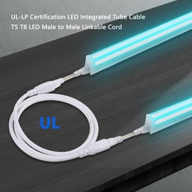 SinLoon 2 Pack UL-LP Certification T5 T8 Male LED Cable 3.3FT LED 3Pin Integrated Tube Male to Male Adapter Extension Cord for Integrated LED Fluorescent Tube Light Bulb Lamp Holder(2 Pack/1M)