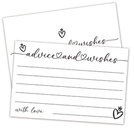 Lesixur 25 Advice and Wishes Cards, Double Sided 4x6 Greeting Card for Weddings, Bridal, Baby Shower, Graduation, Wedding Advice Cards (White) -04
