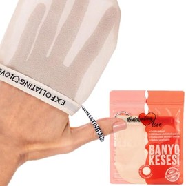 Exfoliating Love Body&Facial Cleansing and Exfoliater Mitts, Gently Peeling with Fake Tan Remover, Hammam & Spa Kese, Kind to your skin, for (DRY SKIN TYPES)