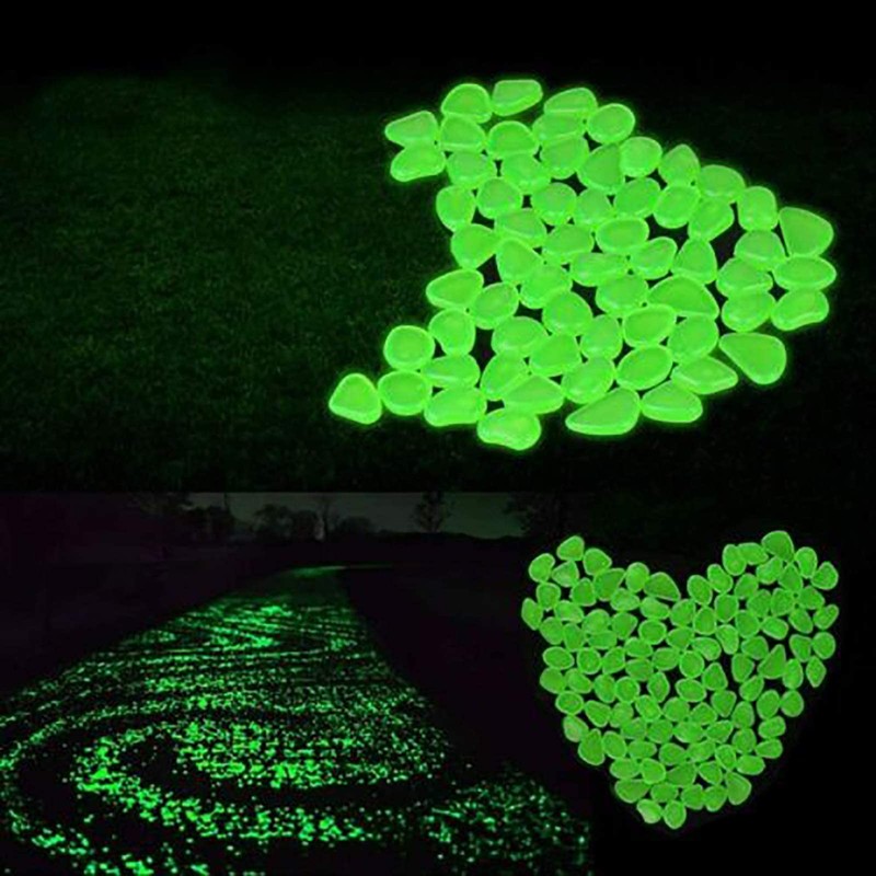 Pebble Stones 100Pcs, Luminous Cobblestones Glowing in Dark Glow Pebble