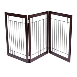 Internet’s Best Traditional Wire Dog Gate - 4 Panel - 30 Inch Tall Pet Puppy Safety Fence - Fully Assembled - Durable MDF - Folding Z Shape Indoor Doorway Hall Stairs Free Standing - White