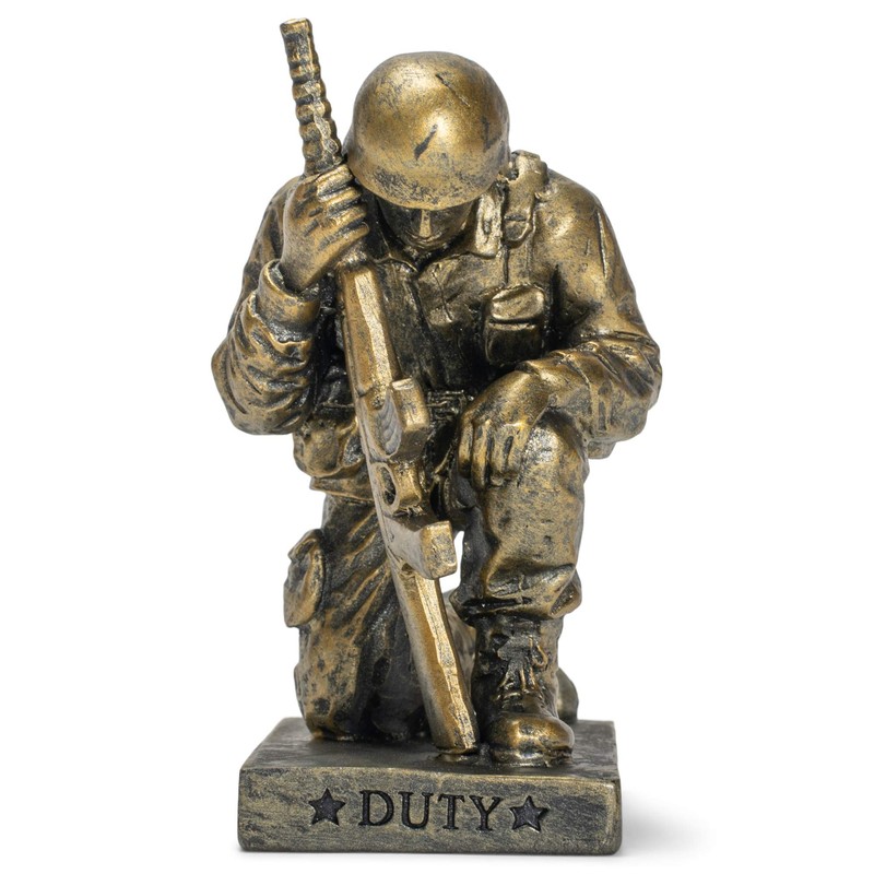 Dicksons Duty Faith God Praying Soldier 5 inch Gold Resin