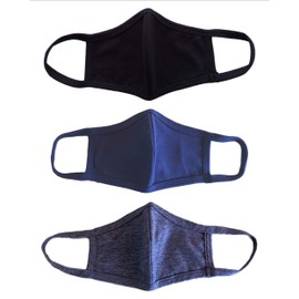 unik Children's Solid Color Cloth Face Coverings, 2 Layer, Cotton, Washable and Reusable. Black, Navy, Dark Grey